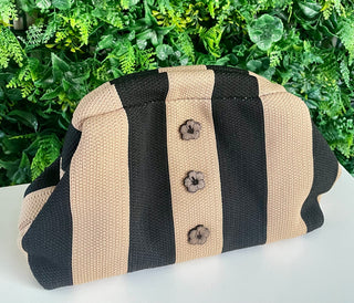 Striped Snap Clutch