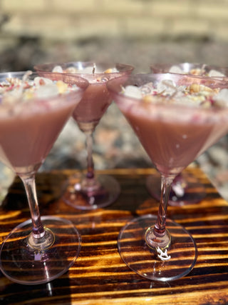 Pink Plumeria & Gardenia Martini Candle Glasses - Set of 4