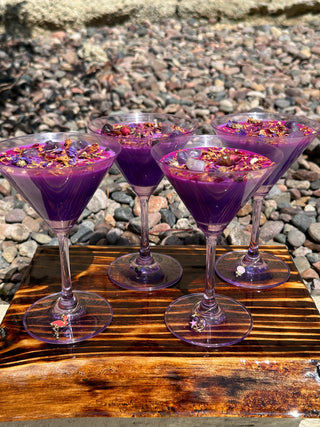 Purple Plumeria & Gardenia Martini Candle Glasses - Set of 4